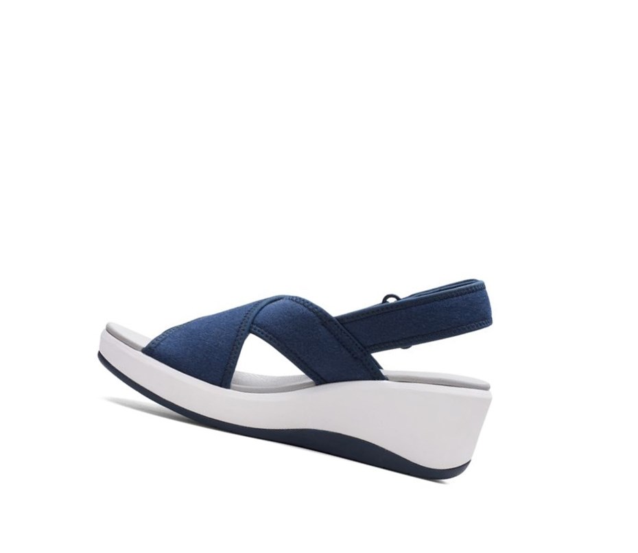 Sandalias Cuña Clarks Step Cali Cove Textil Mujer Azul Marino | UVEY-56820