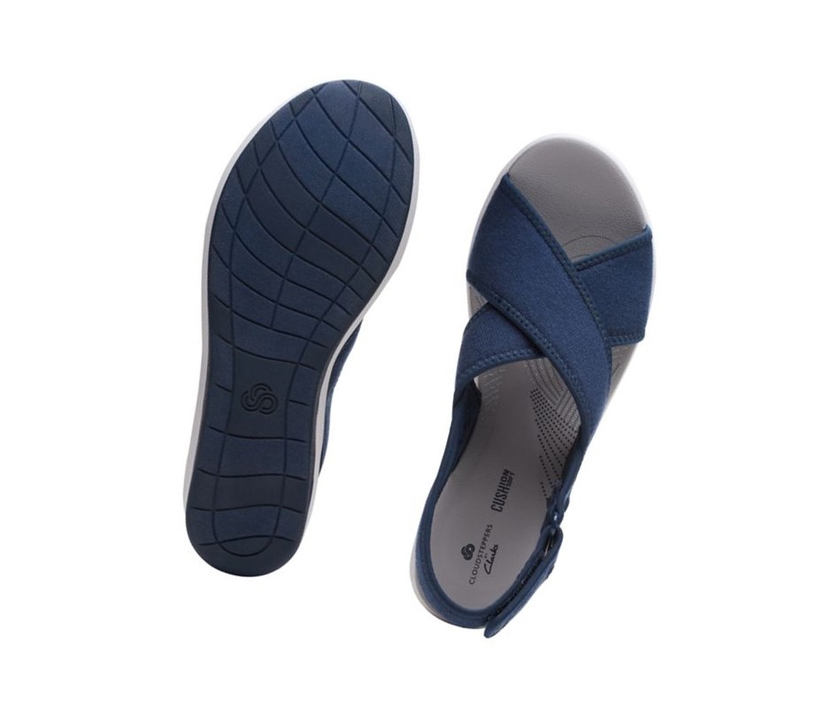 Sandalias Cuña Clarks Step Cali Cove Textil Mujer Azul Marino | UVEY-56820