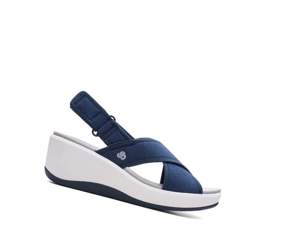 Sandalias Cuña Clarks Step Cali Cove Textil Mujer Azul Marino | UVEY-56820