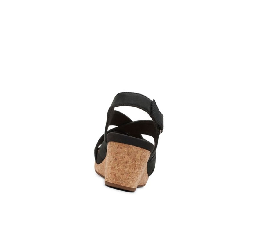 Sandalias Cuña Clarks Un Capri Step Nubuck Gamuza Mujer Negras | BYIU-19582