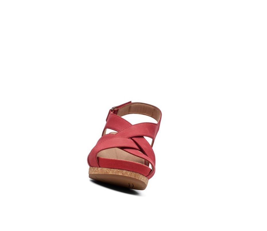 Sandalias Cuña Clarks Un Capri Step Nubuck Gamuza Mujer Rojas | LXOW-83946