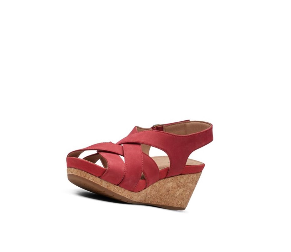 Sandalias Cuña Clarks Un Capri Step Nubuck Gamuza Mujer Rojas | LXOW-83946