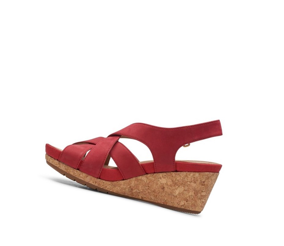 Sandalias Cuña Clarks Un Capri Step Nubuck Gamuza Mujer Rojas | LXOW-83946