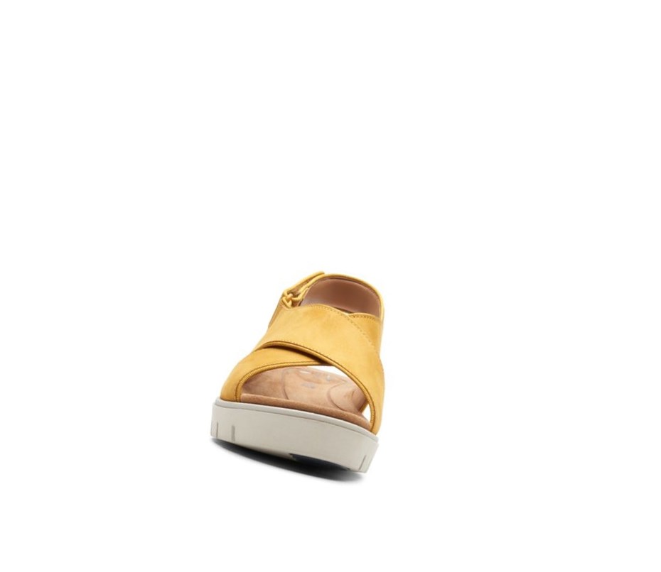 Sandalias Cuña Clarks Un Karely Sun Nubuck Gamuza Mujer Amarillo | AGBS-30947