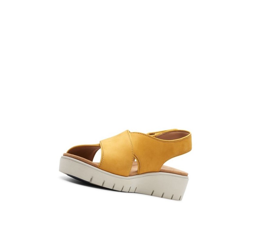 Sandalias Cuña Clarks Un Karely Sun Nubuck Gamuza Mujer Amarillo | AGBS-30947