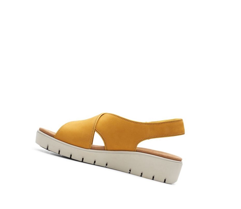 Sandalias Cuña Clarks Un Karely Sun Nubuck Gamuza Mujer Amarillo | AGBS-30947