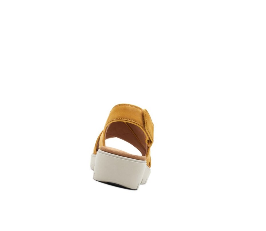 Sandalias Cuña Clarks Un Karely Sun Nubuck Gamuza Mujer Amarillo | AGBS-30947