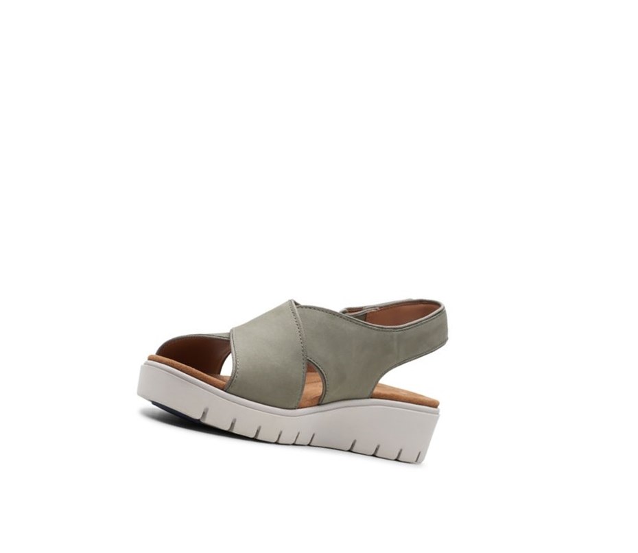 Sandalias Cuña Clarks Un Karely Sun Nubuck Gamuza Mujer Verde Oliva | EGAB-95017