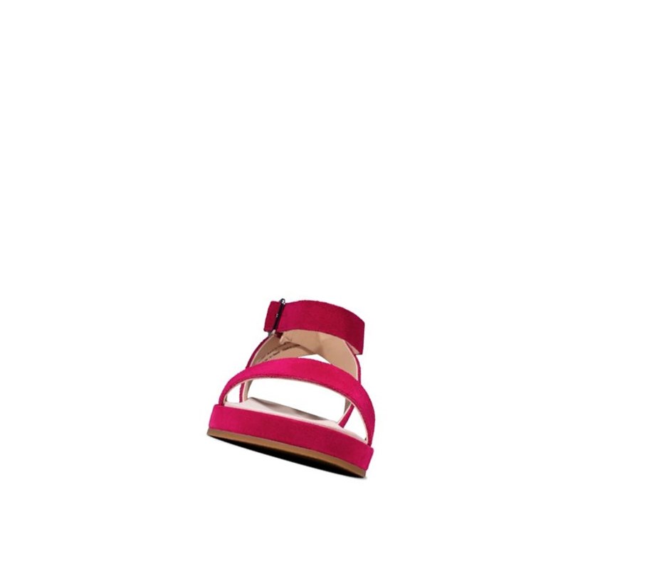 Sandalias Planas Clarks Botanic Ivy Gamuza Mujer Fucsia | HXUI-47921