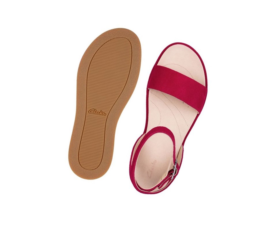 Sandalias Planas Clarks Botanic Ivy Gamuza Mujer Fucsia | HXUI-47921