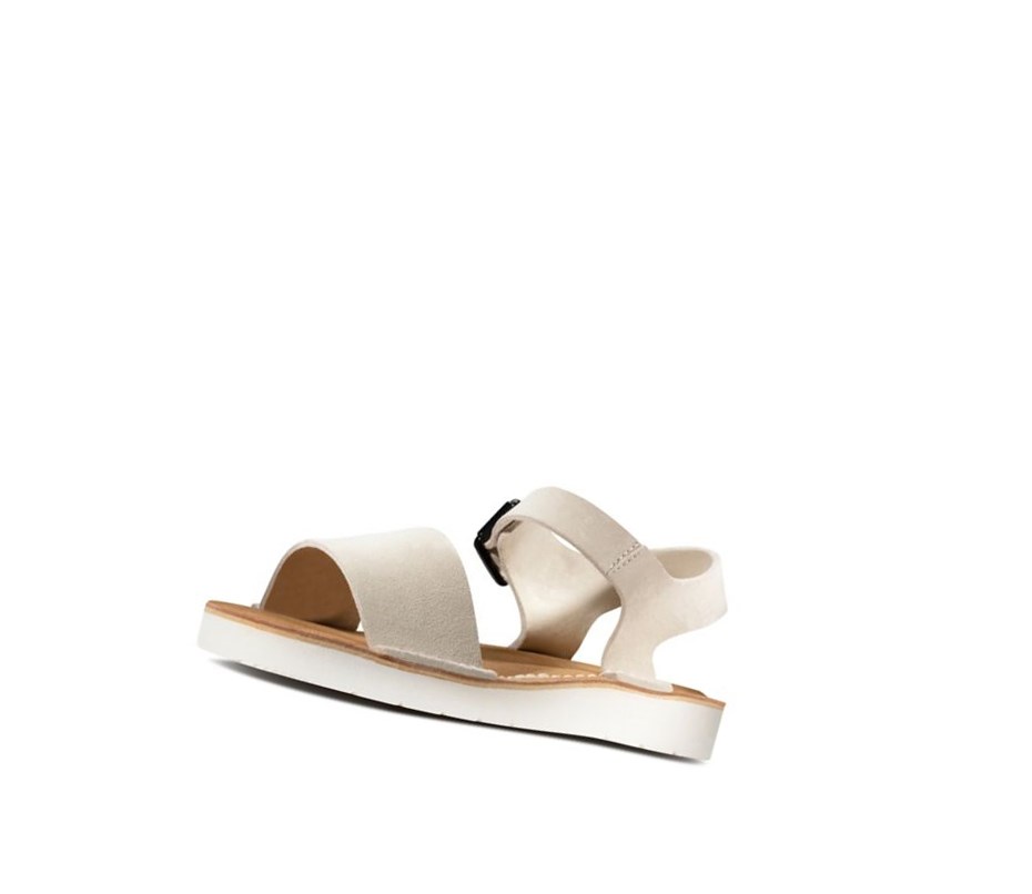 Sandalias Planas Clarks Lunan Correa. Gamuza Mujer Blancas | UFIJ-94016