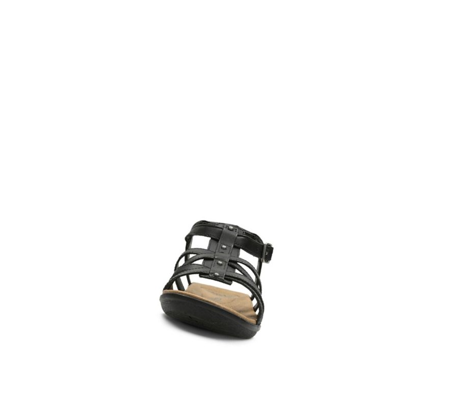 Sandalias Planas Clarks Manilla Bonita Cuero Mujer Negras | NBMZ-64530