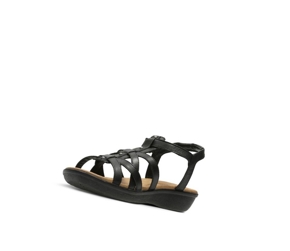 Sandalias Planas Clarks Manilla Bonita Cuero Mujer Negras | NBMZ-64530