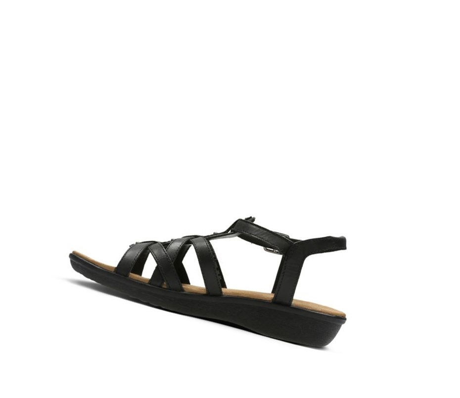 Sandalias Planas Clarks Manilla Bonita Cuero Mujer Negras | NBMZ-64530