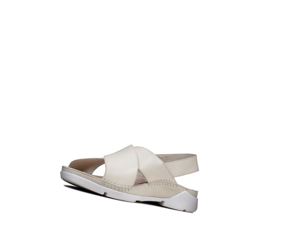 Sandalias Planas Clarks Tri Alexia Cuero Mujer Blancas | OANF-29547