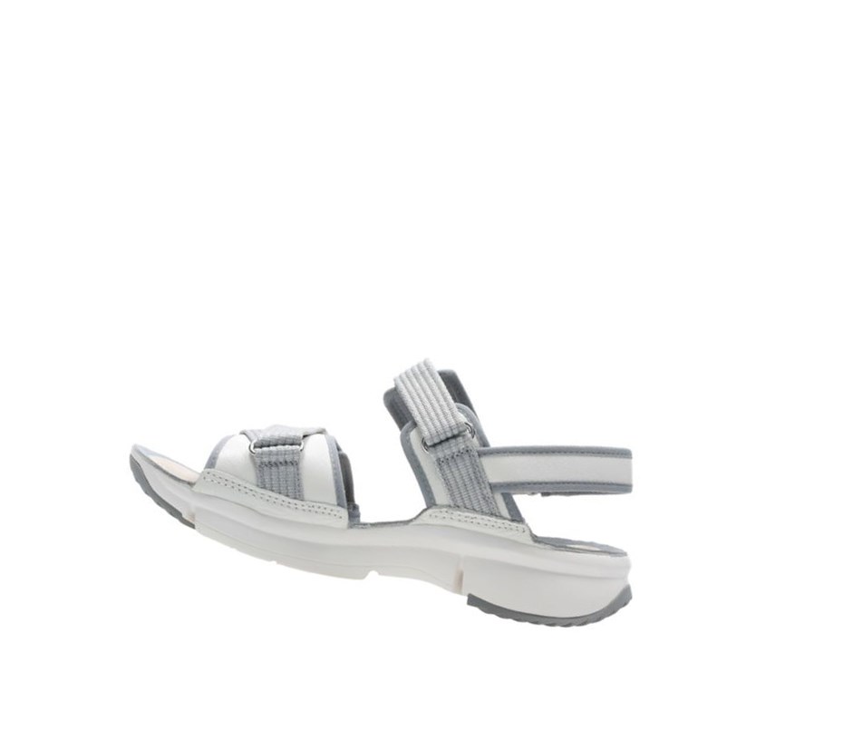 Sandalias Planas Clarks Tri Walk Gamuza Mujer Blancas | CYLR-41596