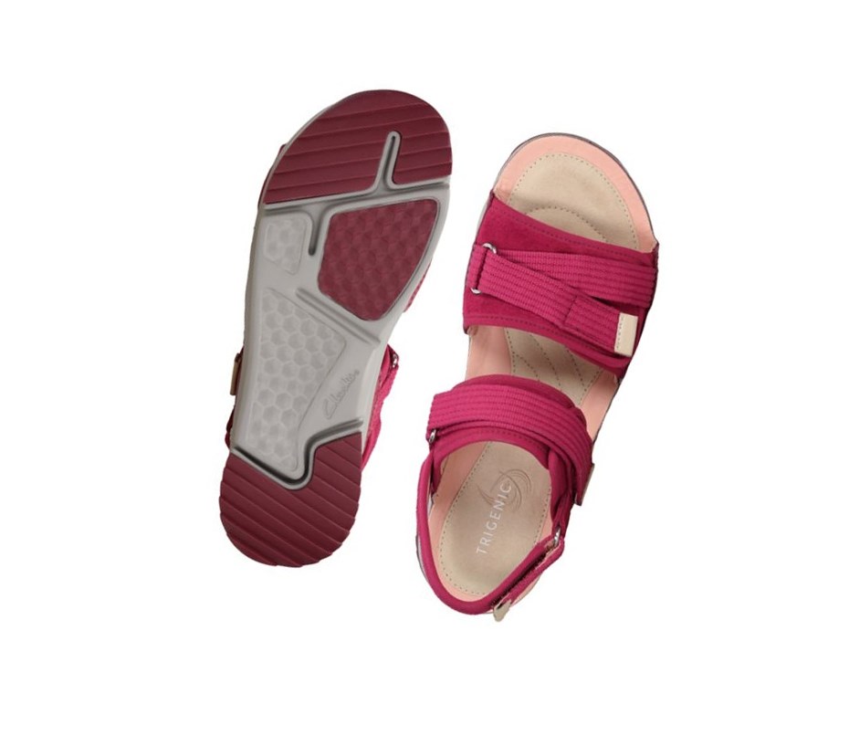 Sandalias Planas Clarks Tri Walk Gamuza Mujer Burdeos | EHIL-80615