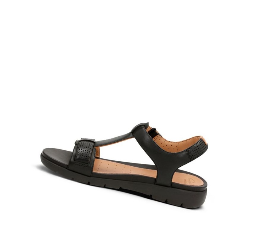 Sandalias Planas Clarks Un Haywood Cuero Mujer Negras | QGNU-41965