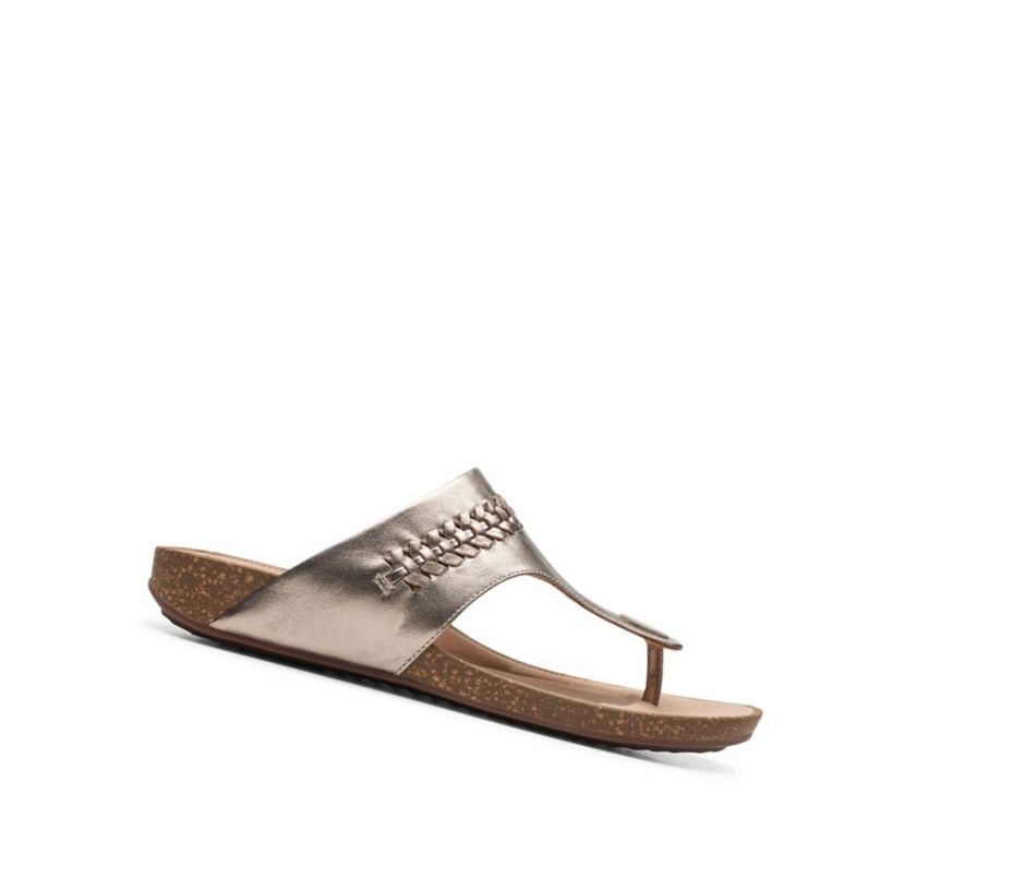 Sandalias Planas Clarks Un Perri Vibe Textil Mujer Doradas Metal | LKVF-26745