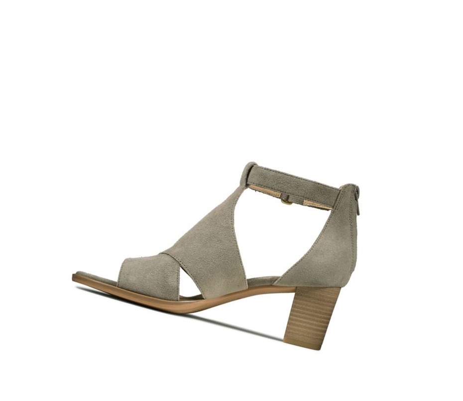 Sandalias Tacon Clarks Kaylin 60 Glad Gamuza Mujer Verde Oliva | CKYG-71280