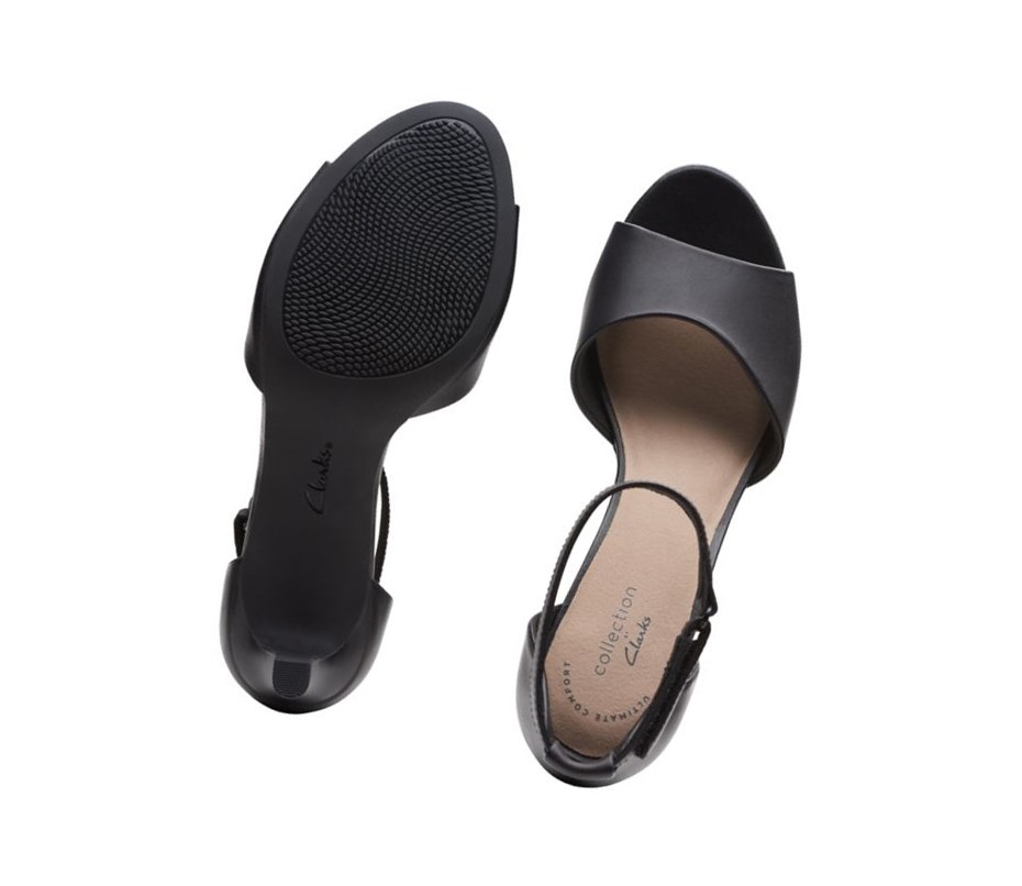 Sandalias Tacones Clarks Alice Greta Cuero Mujer Negras | BSQI-67125