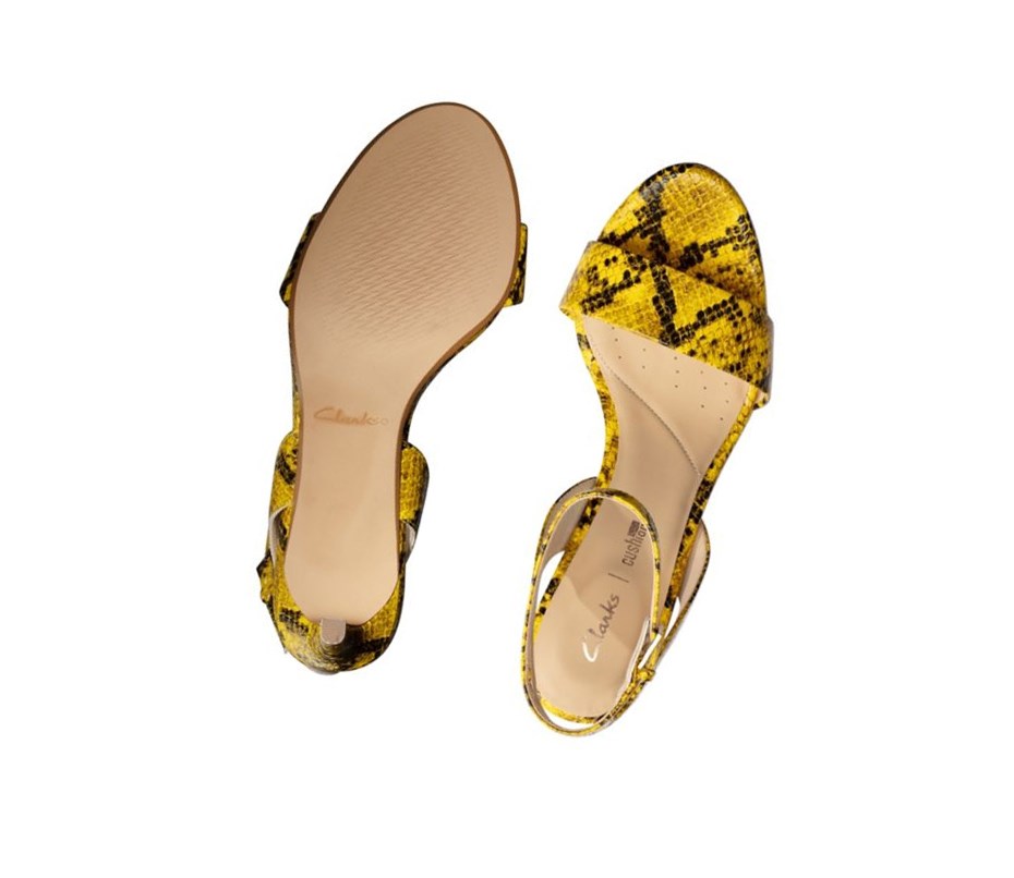 Sandalias Tacones Clarks Amali Jewel Mujer Amarillo Serpent | APYB-53194