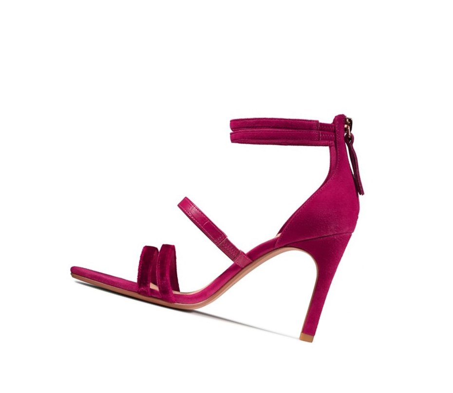 Sandalias Tacones Clarks Curtain Correa Cuero Mujer Fucsia | JGZP-16583