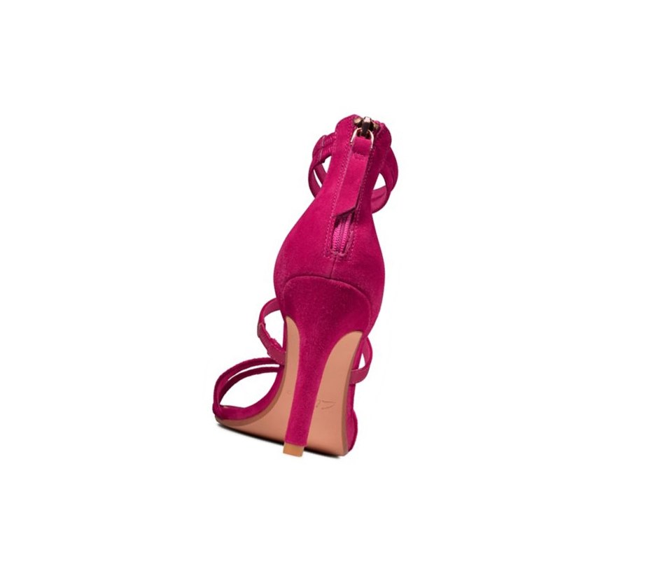 Sandalias Tacones Clarks Curtain Correa Cuero Mujer Fucsia | JGZP-16583