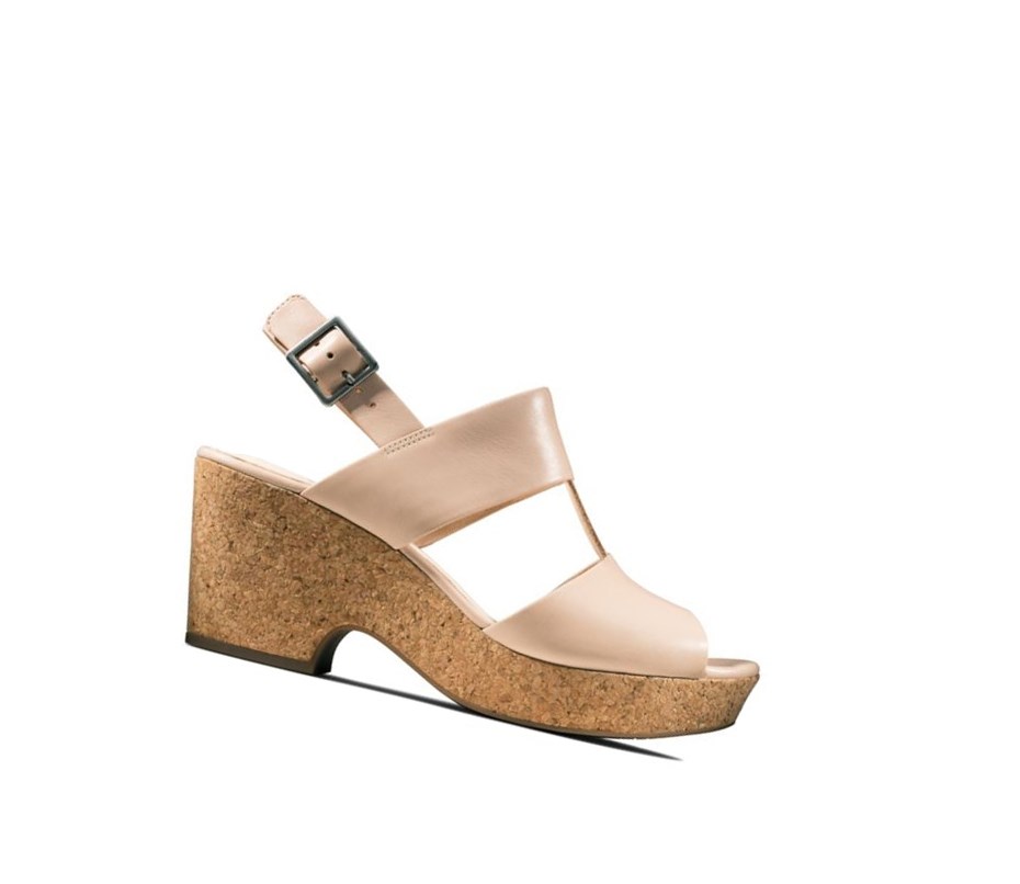 Sandalias Tacones Clarks Maritsa Glad Cuero Mujer Arena | JAFO-18263