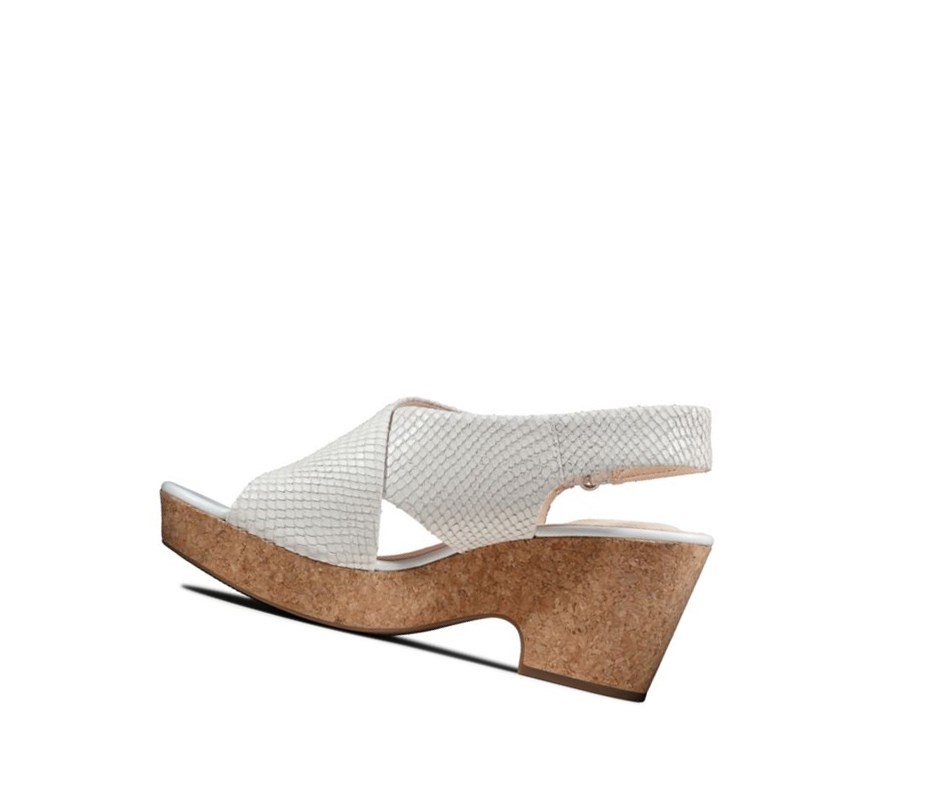 Sandalias Tacones Clarks Maritsa Lara Cuero Mujer Blancas Serpent | BFZA-14389