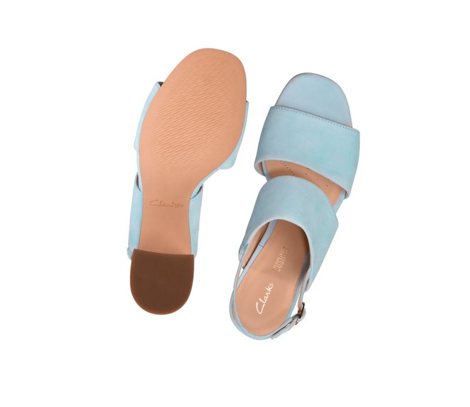 Sandalias Tacones Clarks Sheer 55 Sling Gamuza Mujer Azules Claro | ATKF-07314