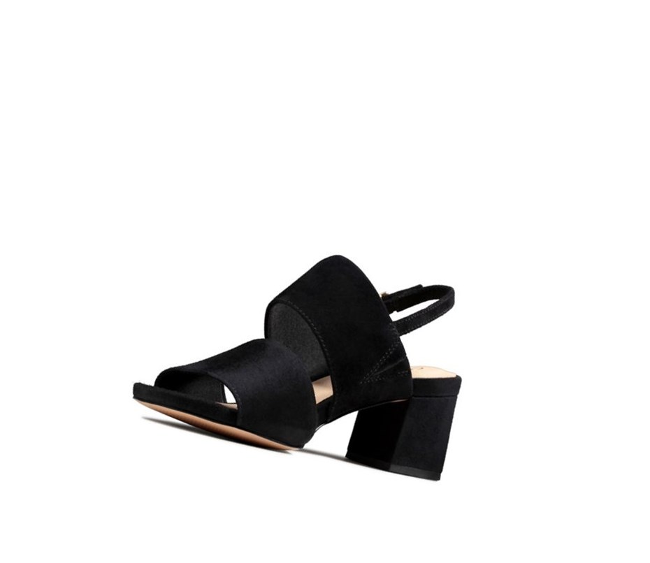 Sandalias Tacones Clarks Sheer 55 Sling Gamuza Mujer Negras | FZYQ-84790