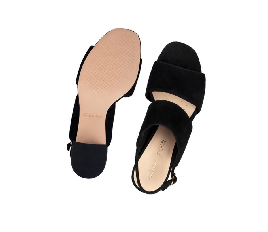 Sandalias Tacones Clarks Sheer 55 Sling Gamuza Mujer Negras | FZYQ-84790