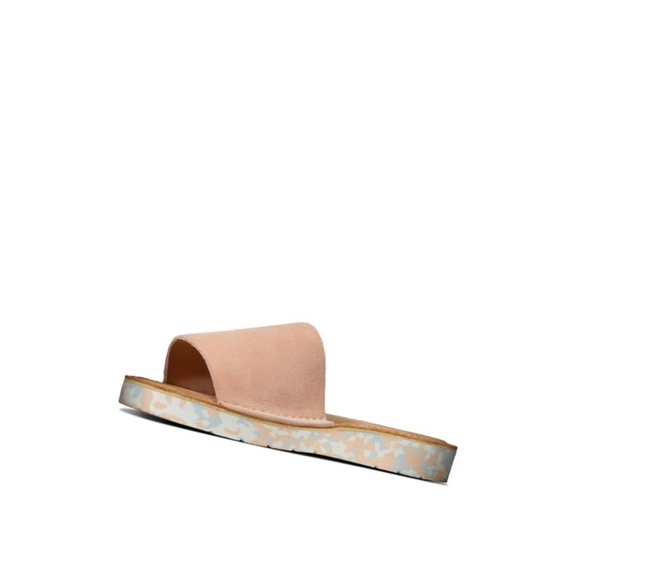 Sandalias de Diapositivas Clarks Lunan Chanclas Gamuza Mujer Rosas Claro | TIRU-75184