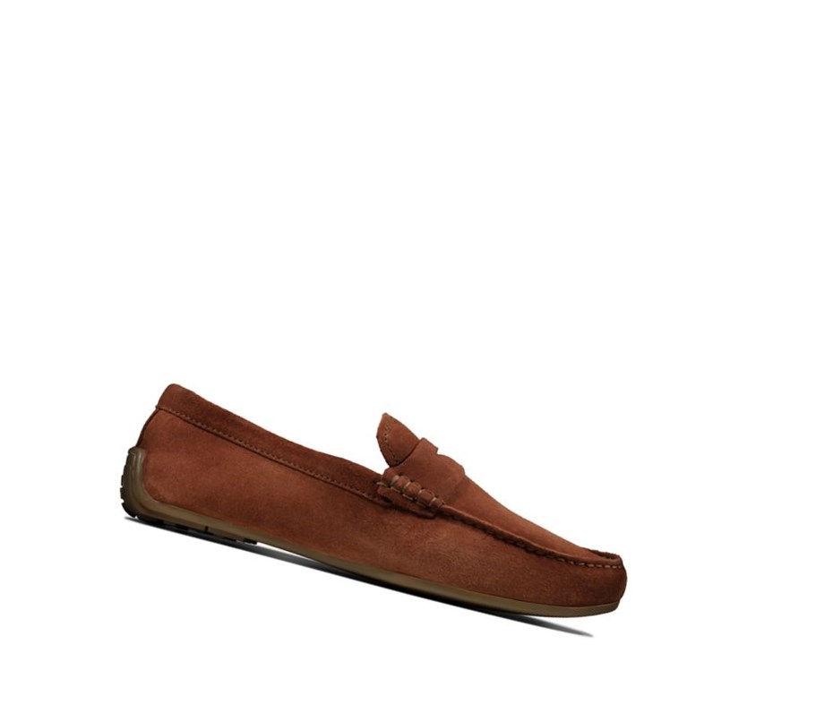 Slip On & Loafers Clarks Reazor Penny Gamuza Hombre Marrones | MNPB-16307