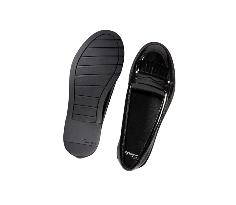 Slip On & Loafers Clarks Scala Bright Charol Cuero Niña Negras | EILC-86350