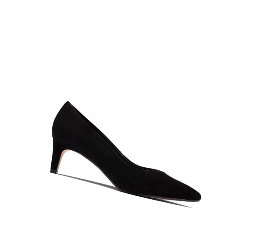 Tacones Clarks Laina 55 Court Gamuza Mujer Negras | LZFS-32901