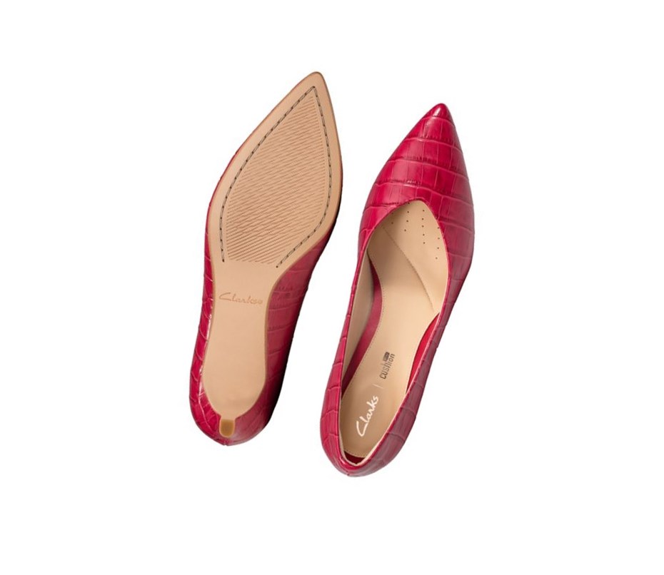 Tacones Clarks Laina 55 Cuero Mujer Fucsia | HPYI-06593