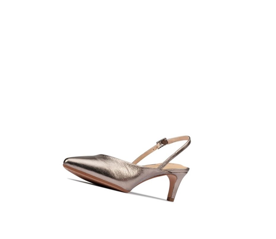 Tacones Clarks Laina 55 Sling Cuero Mujer Doradas | EYBH-37860