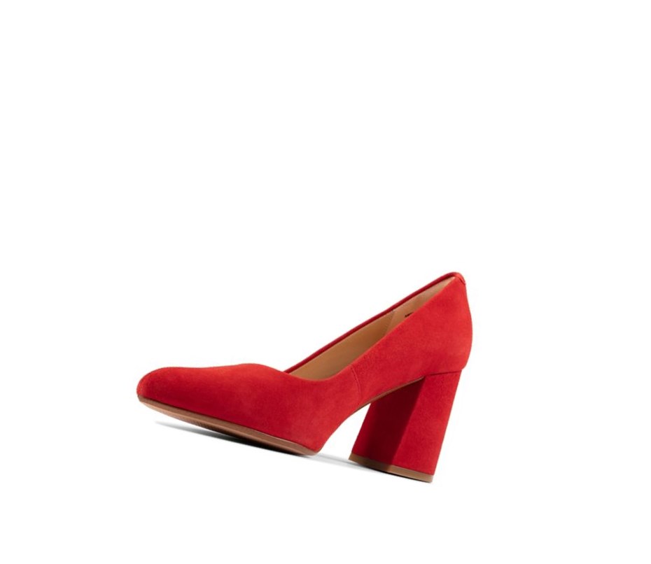 Tacones Clarks Laina 85 Court Gamuza Mujer Rojas | GIXR-56124