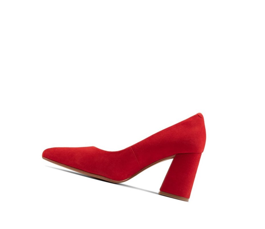 Tacones Clarks Laina 85 Court Gamuza Mujer Rojas | GIXR-56124