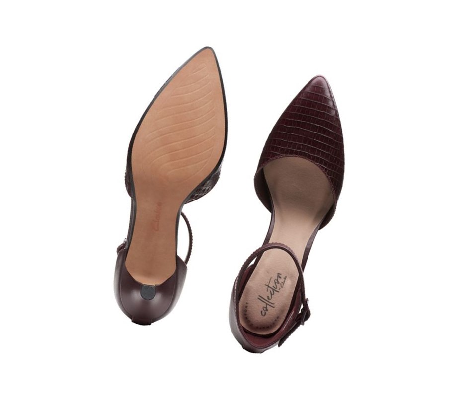 Tacones Clarks Linvale Edyth Cuero Mujer Burdeos | DTIP-52708