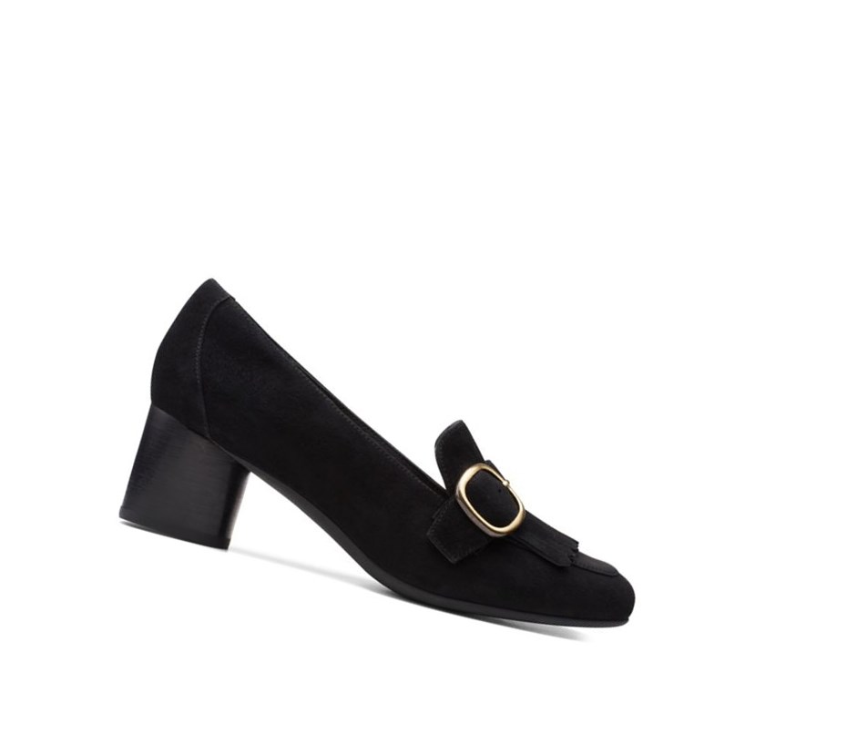 Tacones Clarks Un Cosmo Go Gamuza Mujer Negras | ZHFY-26804