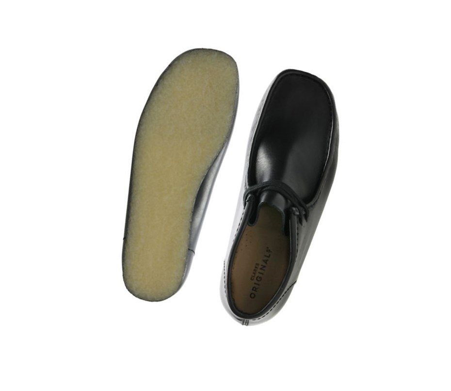 Wallabee Clarks Originales Cuero Hombre Negras | FWUR-14205