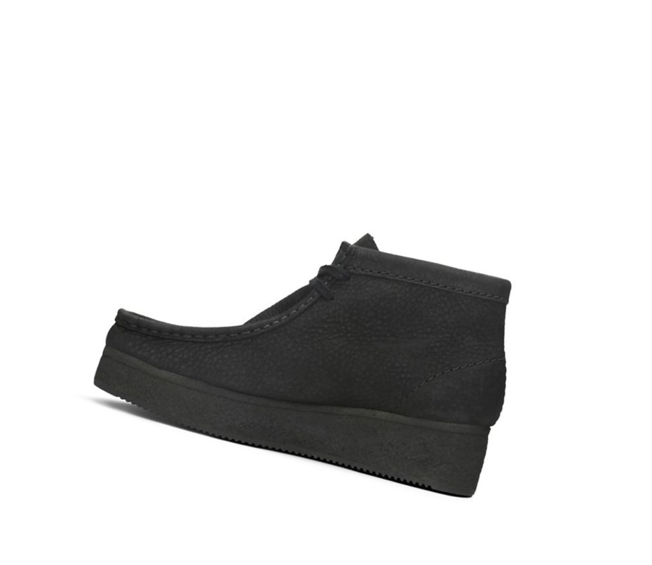 Wallabee Clarks Wedge Nubuck Cuero Mujer Negras | YVBS-83564