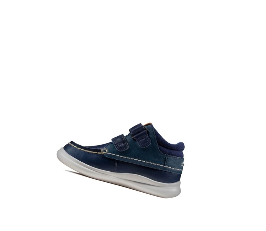 Zapatillas Casuales Clarks Crest Tuktu Cuero Niña Azul Marino | GSVU-91367