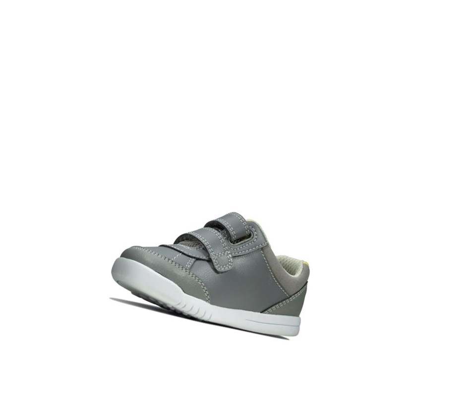 Zapatillas Casuales Clarks Emery Sky Cuero Niña Gris | QGLE-02649