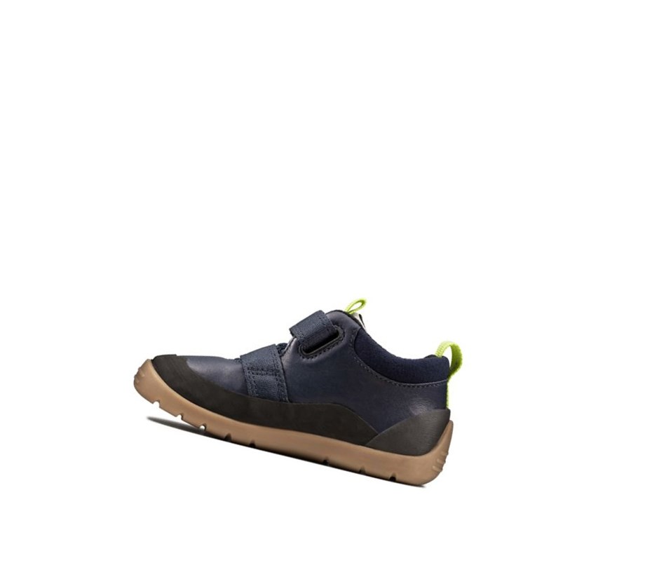 Zapatillas Casuales Clarks Play Hike Cuero Niño Azul Marino | IXDR-82194