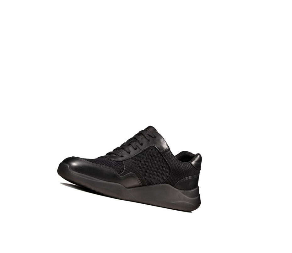 Zapatillas Casuales Clarks Sift Encaje Cuero Mujer Negras Serpent | PQUL-61082