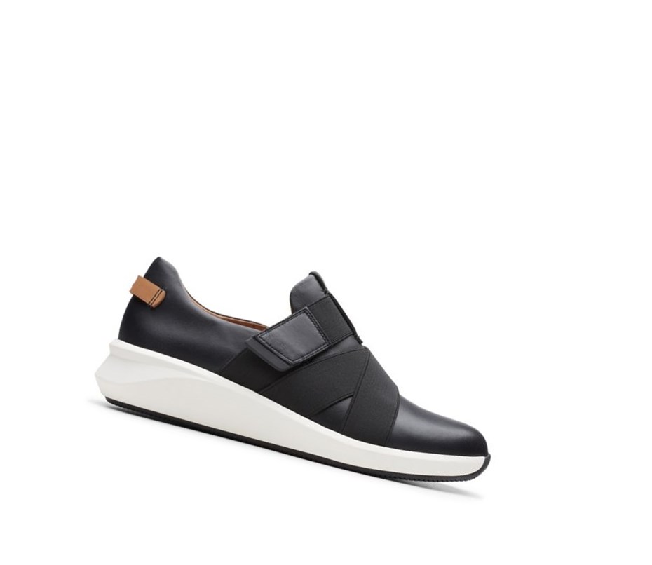 Zapatillas Casuales Clarks Un Rio Correa Cuero Mujer Negras | CRHA-73829